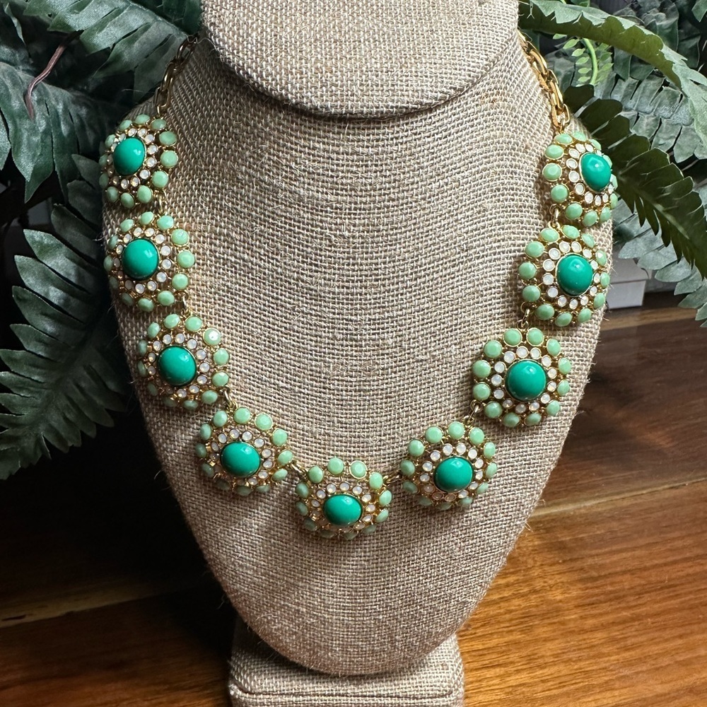 J. Crew Turquoise colored stones and Gold Statement Necklace
